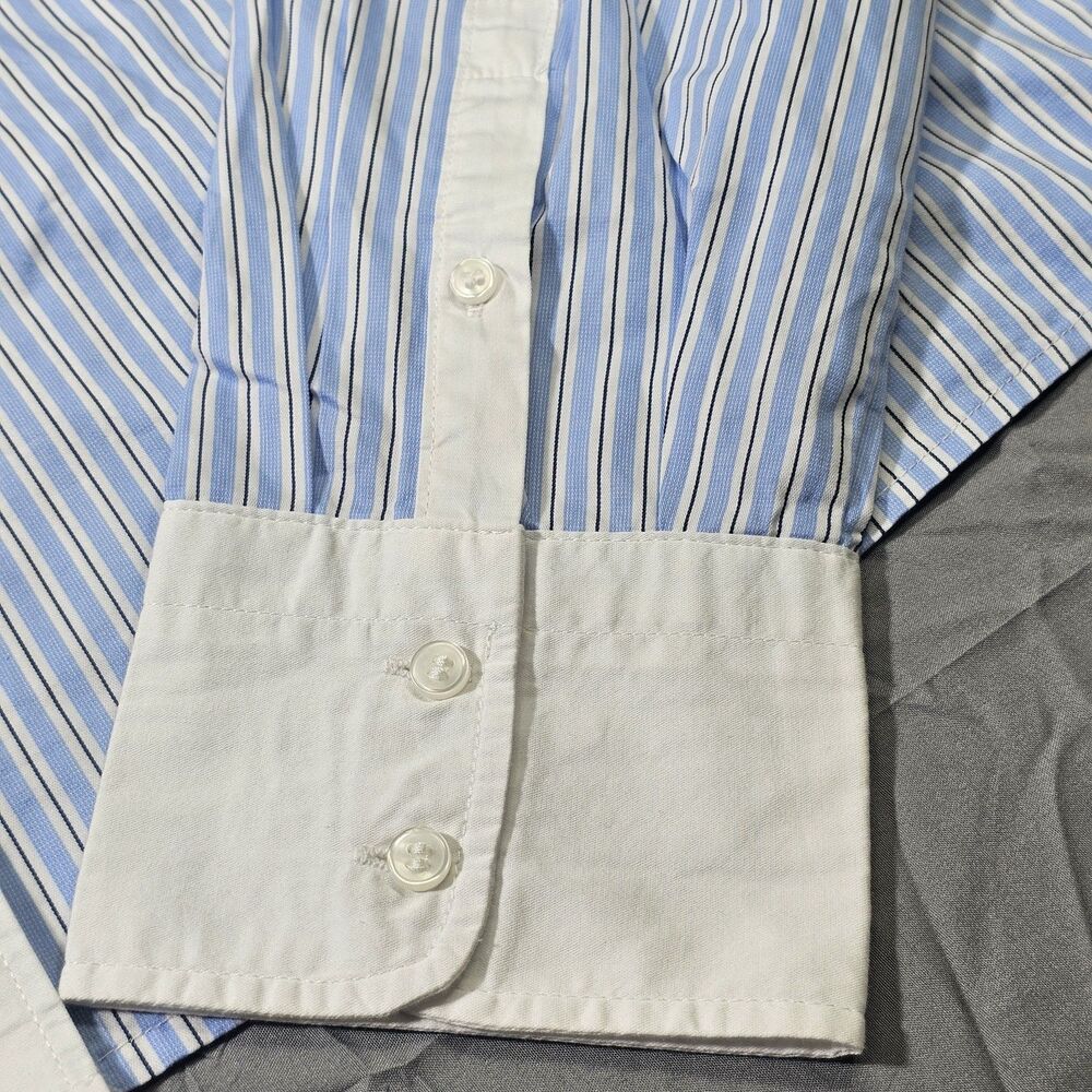 H&M women's blue and white striped oversized poplin shirt - Picture 3 of 12